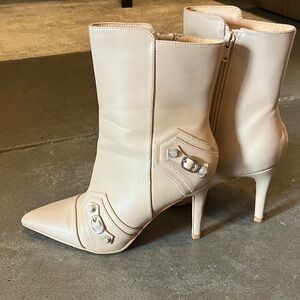Studded Beige Ankle Boots